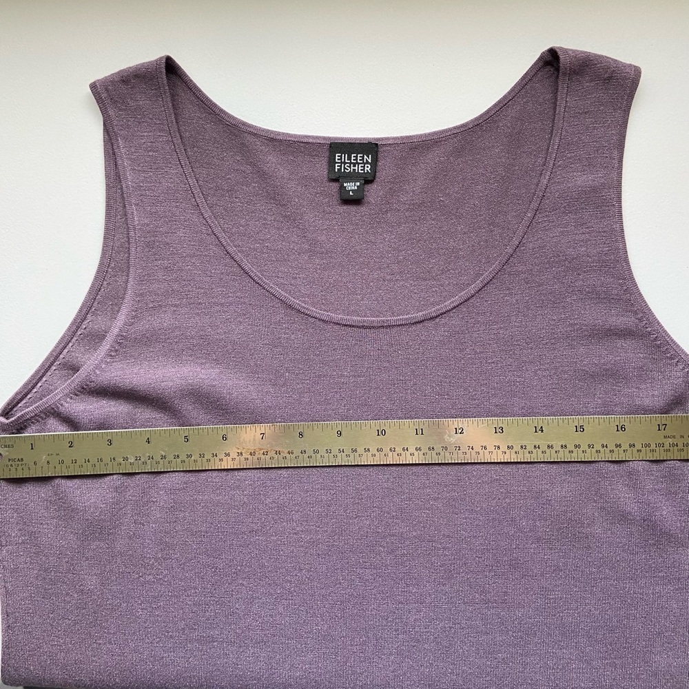 LIKE NEW — Eileen Fisher Sweater Tank Top Purple Large Silk Blend Round Neck - Picture 8 of 9